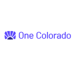 One Colorado logo in a indigo purple color on a white background