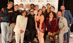 Members of Saga, an LGBTQ+ young adult program, including Luca Serna (they/he), attending the 2023 Matthew Shepard Gala