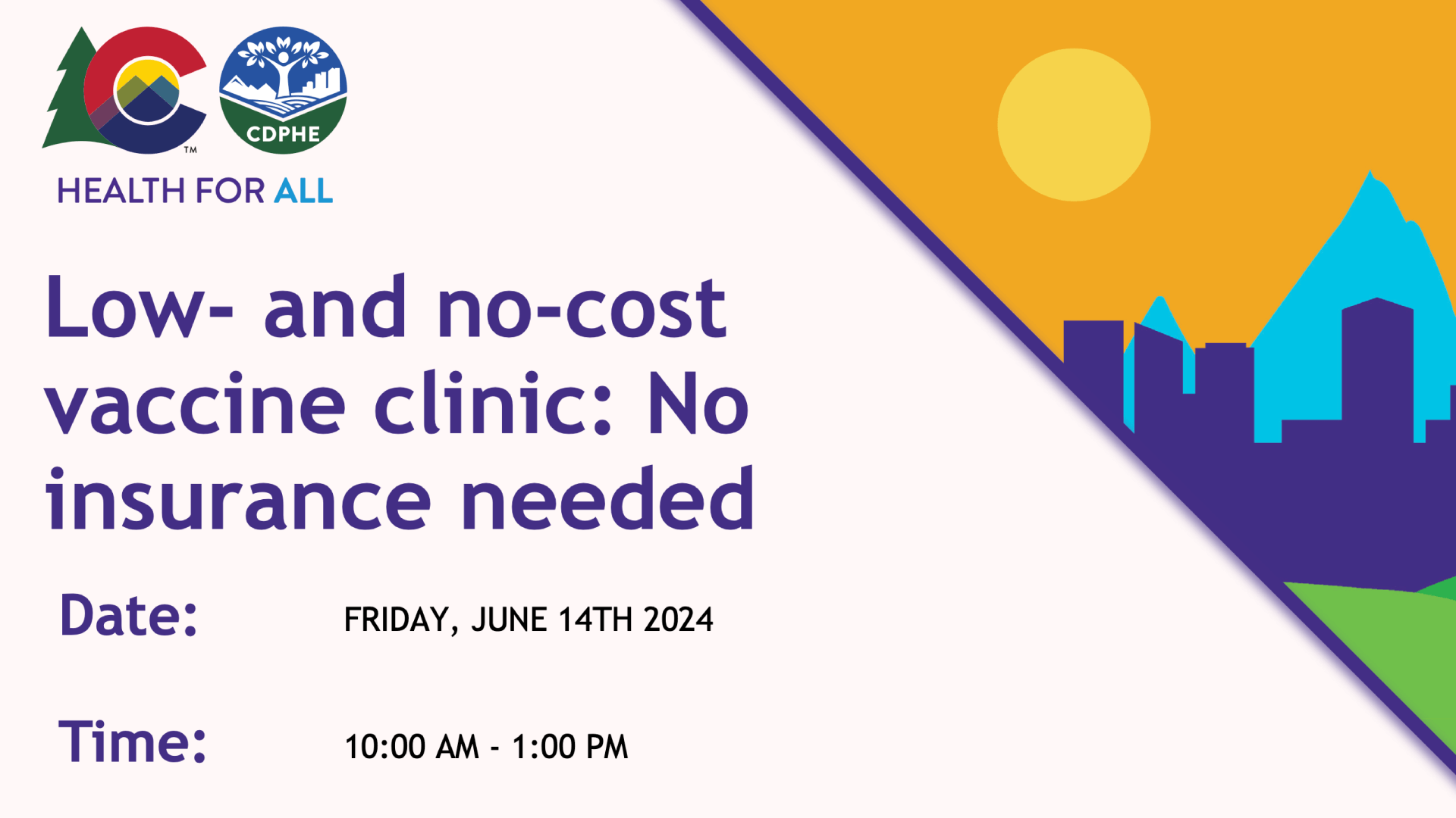Covid and MPox Vaccine Clinic - Friday, June 14, 10:00 AM-1:00 PM